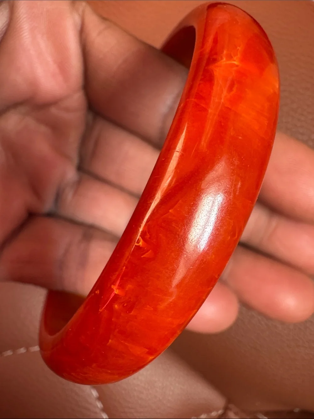 Red Cinnamon Swirl Bakelite Bangle Bracelet